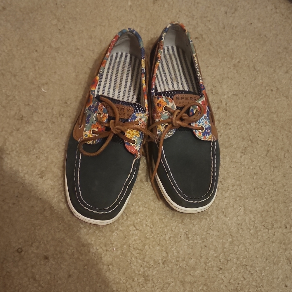 Sperry Women's Navy and Multicolor Boat Shoes, sz. 9